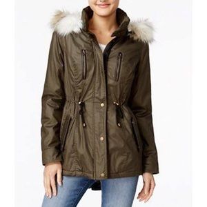 American Rag Faux Fur Long Winter Coat Jacket Green Small S Y2K 2000s